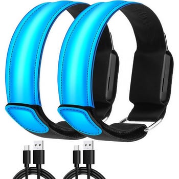 LED λαμπερή βραχιολάκι καρπού με USB φόρτιση, αδιάβροχο, TPU λωρίδα φωτισμού για νυχτερινό τρέξιμο και ποδηλασία