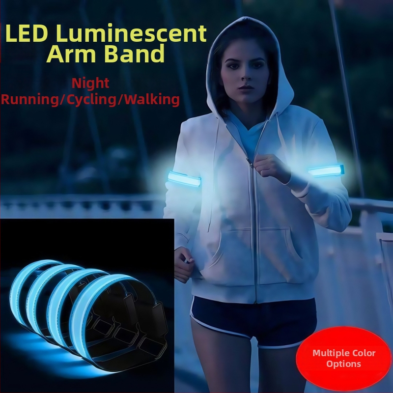 USB nabíjateľný LED športový náramok na zápästie, vodeodolný, TPU svetelná páska, na nočné behy a cyklistiku