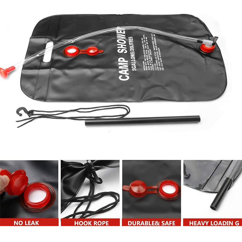 Torba za vodu za kampiranje 20L, sklopiva, vodootporan PVC, torba za higijenske potrepštine, za kampiranje, planinarenje, plažu
