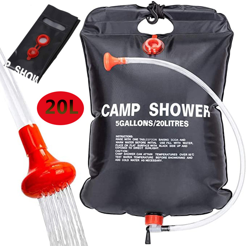 Torba za vodu za kampiranje 20L, sklopiva, vodootporan PVC, torba za higijenske potrepštine, za kampiranje, planinarenje, plažu