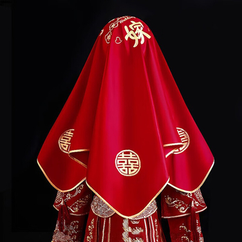 Сватбен воал с китайска бродерия, двойнослоен с ресни, от плат, аксесоар за сватба