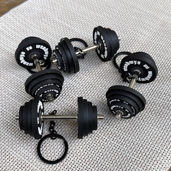 Wsnbwye öntöttvas súlyzó alakú kulcstartó — fitnesz modell, kulcskarika kiegészítő, üzleti és promóciós ajándék