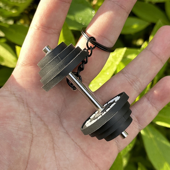 Wsnbwye öntöttvas súlyzó alakú kulcstartó — fitnesz modell, kulcskarika kiegészítő, üzleti és promóciós ajándék