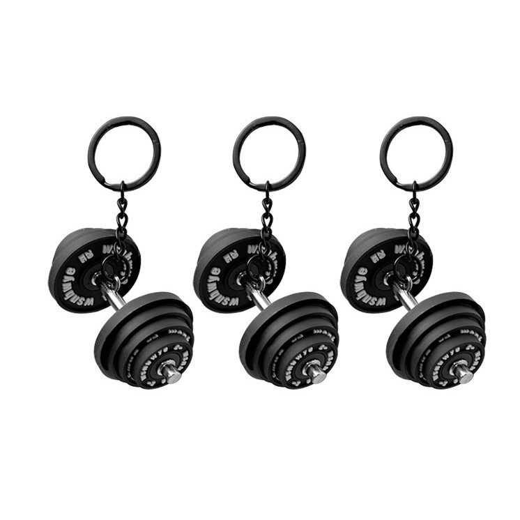 Wsnbwye öntöttvas súlyzó alakú kulcstartó — fitnesz modell, kulcskarika kiegészítő, üzleti és promóciós ajándék