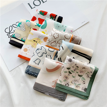 Детски копринен малък квадратен шал, 100% коприна, Plain weave, винтидж етно китайски стил, за деца и ученици