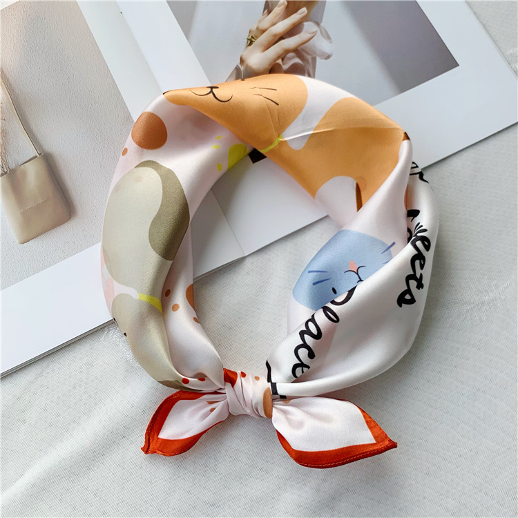 Детски копринен малък квадратен шал, 100% коприна, Plain weave, винтидж етно китайски стил, за деца и ученици