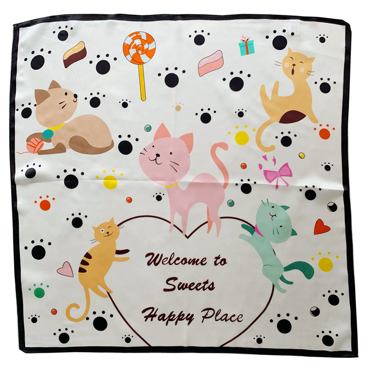 Детски копринен малък квадратен шал, 100% коприна, Plain weave, винтидж етно китайски стил, за деца и ученици