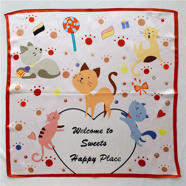 Детски копринен малък квадратен шал, 100% коприна, Plain weave, винтидж етно китайски стил, за деца и ученици