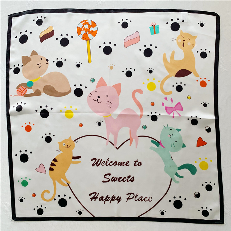 Детски копринен малък квадратен шал, 100% коприна, Plain weave, винтидж етно китайски стил, за деца и ученици