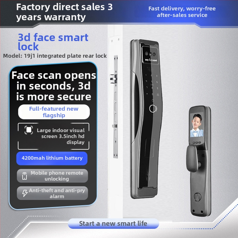 Inteligentná zámka s odtlačkom prsta a 3D rozpoznávaním tváre, model C10, kapacita ukladania odtlačkov 100, viac ako 200k odomknutí, čas skenovania 0.01 s