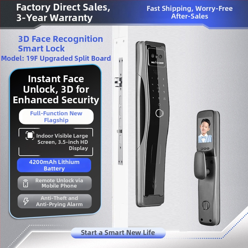 Inteligentná zámka s odtlačkom prsta a 3D rozpoznávaním tváre, model C10, kapacita ukladania odtlačkov 100, viac ako 200k odomknutí, čas skenovania 0.01 s