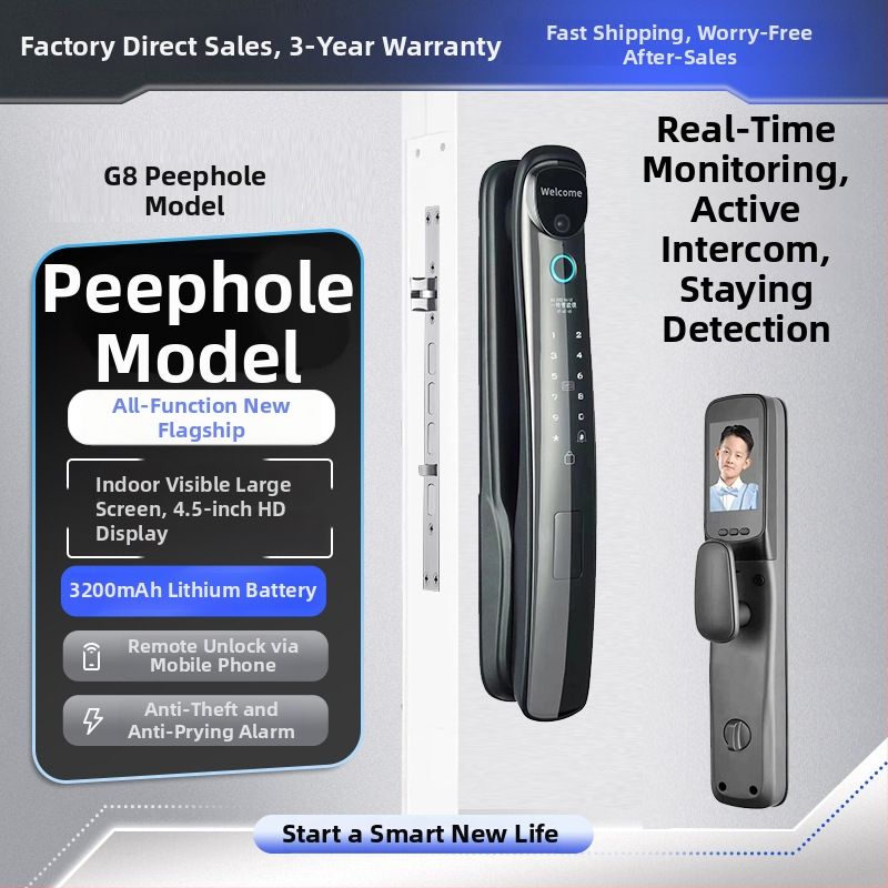 Inteligentná zámka s odtlačkom prsta a 3D rozpoznávaním tváre, model C10, kapacita ukladania odtlačkov 100, viac ako 200k odomknutí, čas skenovania 0.01 s