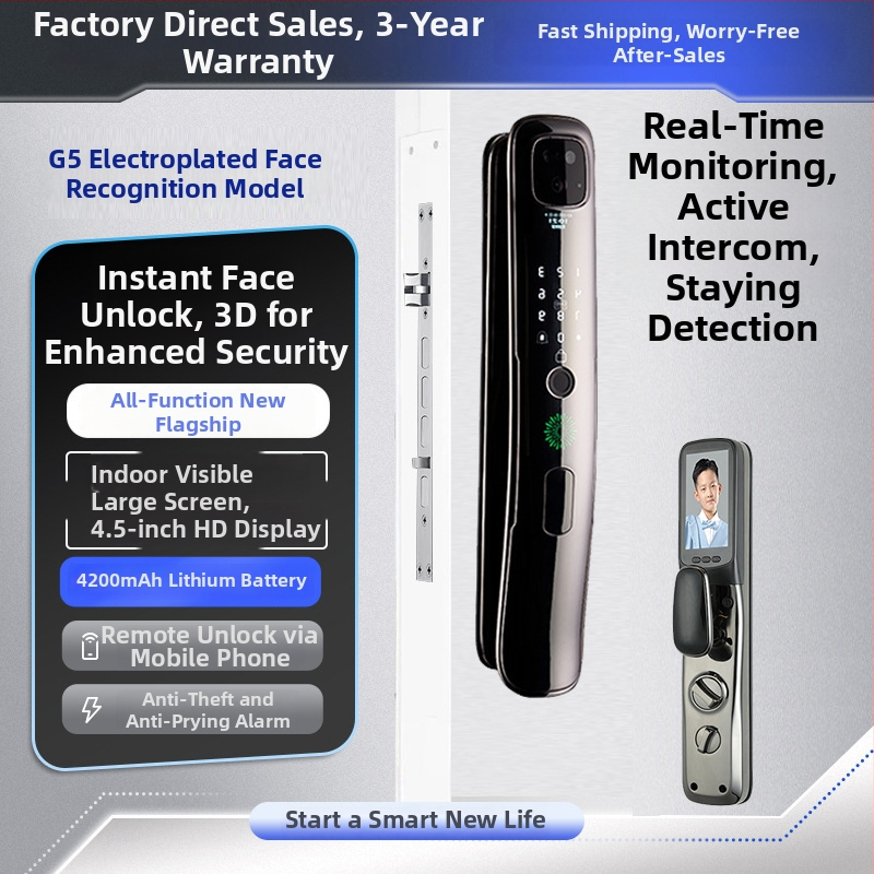 Inteligentná zámka s odtlačkom prsta a 3D rozpoznávaním tváre, model C10, kapacita ukladania odtlačkov 100, viac ako 200k odomknutí, čas skenovania 0.01 s