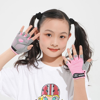 Kerékpáros kesztyű csúszásmentes, félujjas dizájn, pillangó hálós anyag, 5–12 éveseknek, nyár