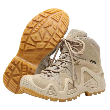Μποτάκια πεζοπορίας μεσαίου ύψους – επάνω μέρος από δέρμα αγελάδας, EVA μεσαία σόλα, αντιολισθητική εξωτερική σόλα καουτσούκ, διχτυωτή επένδυση εσωτερικά