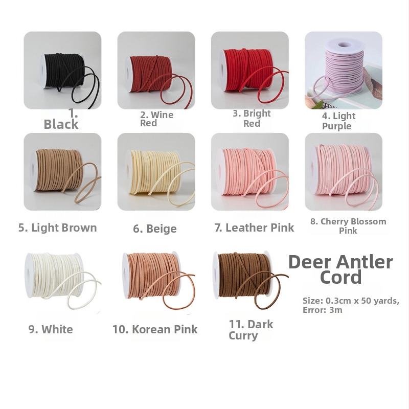 Marhabőr zsinórból készült medál-dísz, kód Lrs-0803, 3 mm vastagság, kötött velúr zsinór, ajándékcsomagoláshoz és DIY kézműves projektekhez