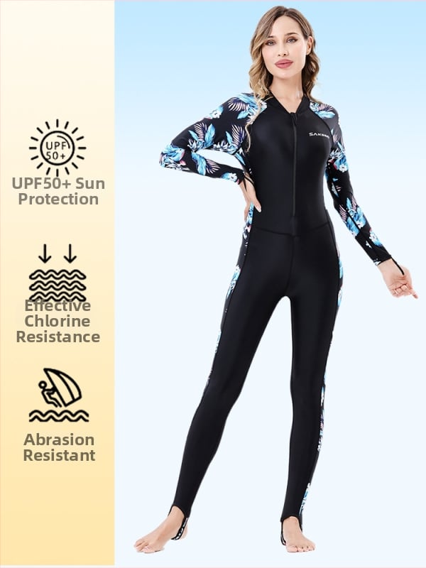 Női UV-védett gyorsan száradó hosszú ujjú búvárfürdőruha, 82% nylon + 18% spandex, SAKINNO/Shark Kono, egész éves viselésre