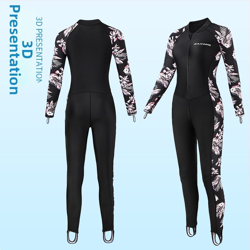 Női UV-védett gyorsan száradó hosszú ujjú búvárfürdőruha, 82% nylon + 18% spandex, SAKINNO/Shark Kono, egész éves viselésre