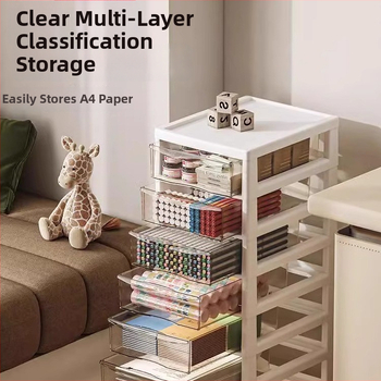 Skriňa na uloženie pod stolom s priehľadným pojazdným regálom, 10-úrovňová skriňa na archívy, model 8671, plast