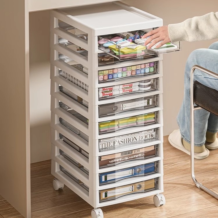 Dulap de depozitare sub birou cu raft transparent, arhivă de 10 etaje, model 8671, plastic