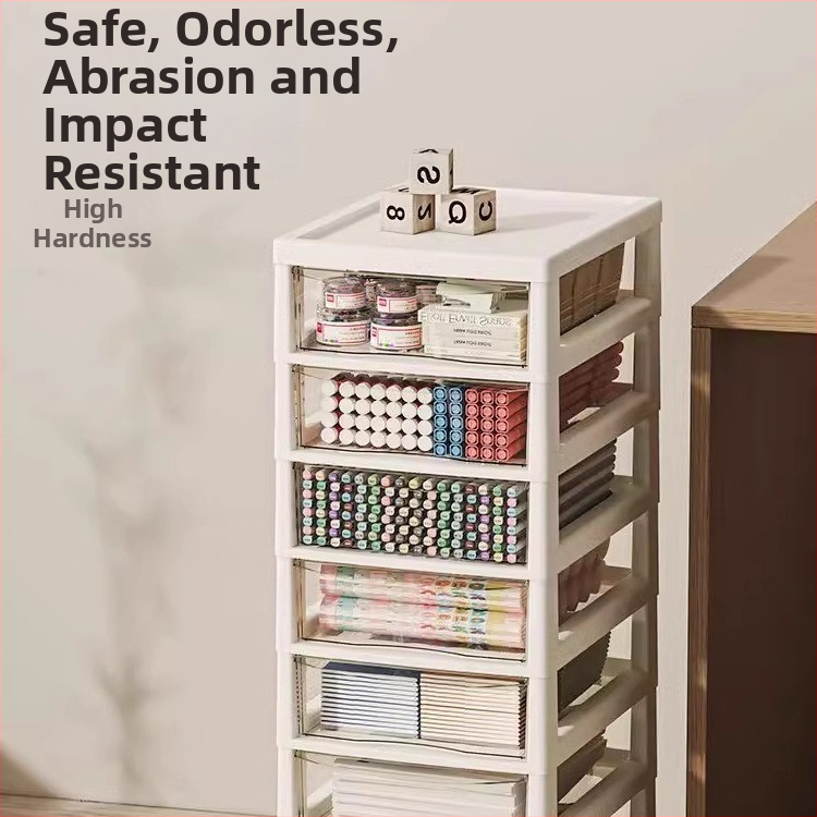 Skriňa na uloženie pod stolom s priehľadným pojazdným regálom, 10-úrovňová skriňa na archívy, model 8671, plast