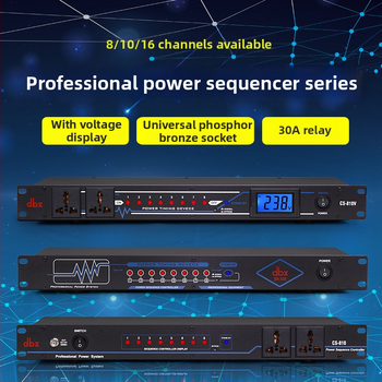 MULIVOX SR-328: 8-kanalni sekvencer napajanja za pozornicu i konferencije, upravljač visokoučinkovitim utičnicama, 10000W