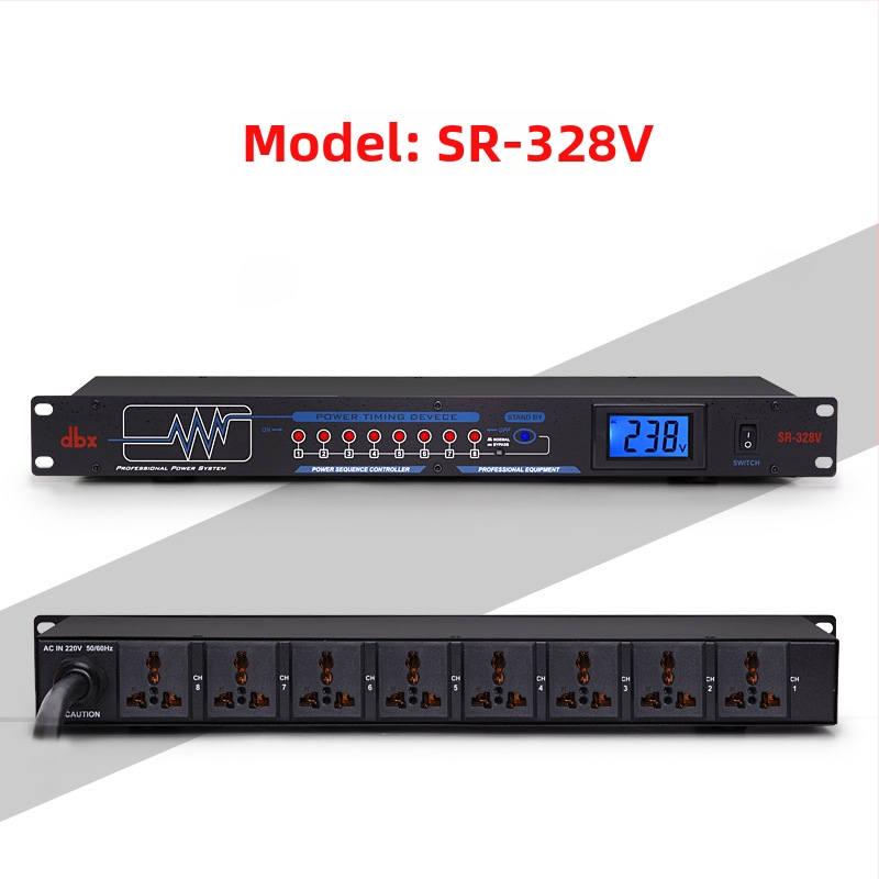 MULIVOX SR-328: 8-kanalni sekvencer napajanja za pozornicu i konferencije, upravljač visokoučinkovitim utičnicama, 10000W