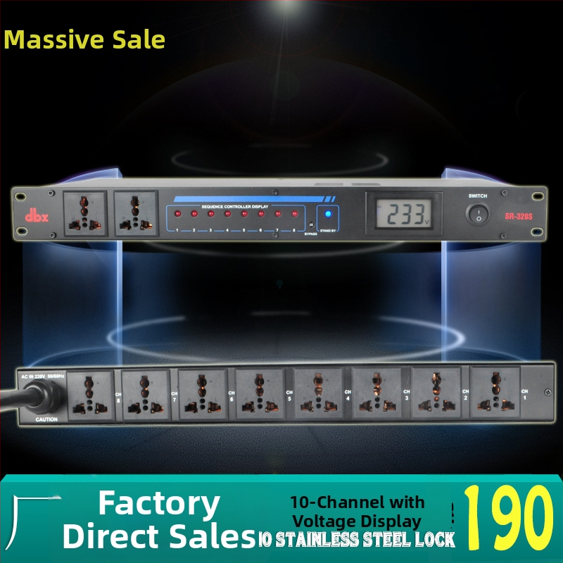 MULIVOX SR-328: 8-kanalni sekvencer napajanja za pozornicu i konferencije, upravljač visokoučinkovitim utičnicama, 10000W