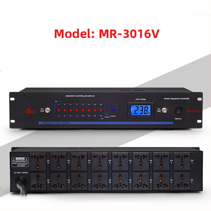 MULIVOX SR-328: 8-kanalni sekvencer napajanja za pozornicu i konferencije, upravljač visokoučinkovitim utičnicama, 10000W