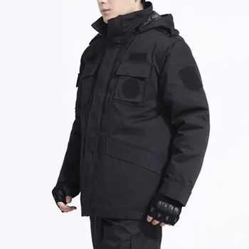 Férfi pamut téli kabát, megerősített szigetelés, külső anyag: twill nylon, bélés: pamut, biztonsági iparág számára