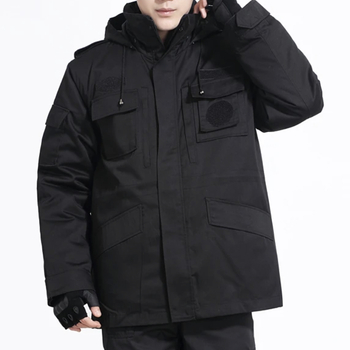 Férfi pamut téli kabát, megerősített szigetelés, külső anyag: twill nylon, bélés: pamut, biztonsági iparág számára