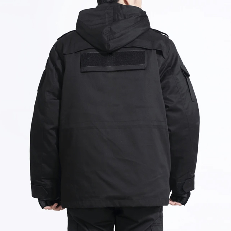 Férfi pamut téli kabát, megerősített szigetelés, külső anyag: twill nylon, bélés: pamut, biztonsági iparág számára