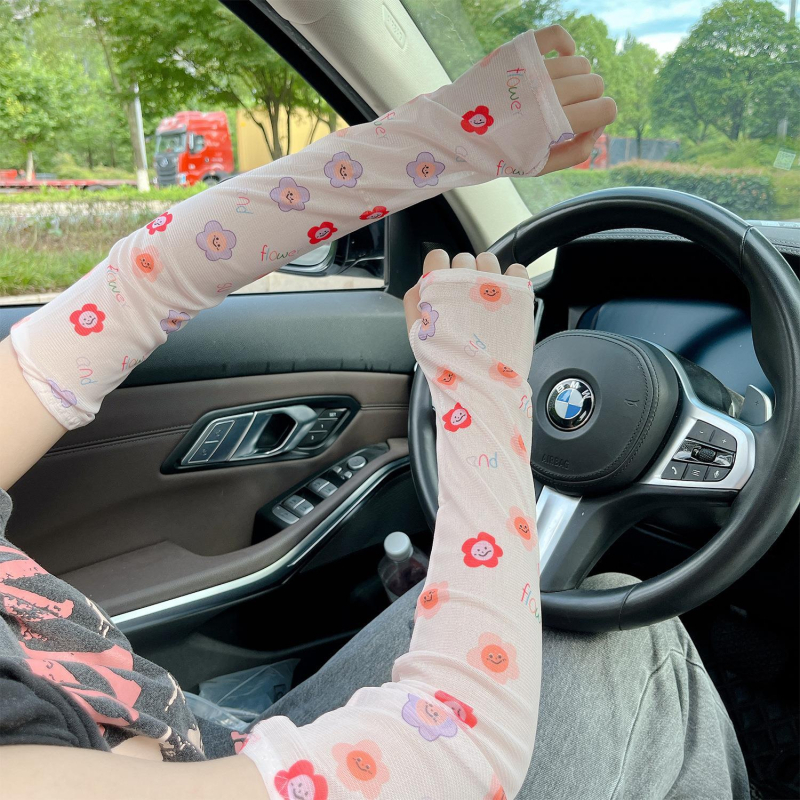 oaw Слънцезащитен Ice Silk ръкав за лакът за лято – тънка мрежеста тъкан за шофиране и каране, частна марка, корейски стил, свеж и сладък, полиестерни влакна