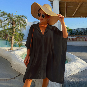 Lagano krojena plažna košulja-krevet pokrivalo za sunčanje, šifon materijal, podstava od poliestera, težina 174 g, pogodna za fitness i plivanje, stil: plažni par kompleta