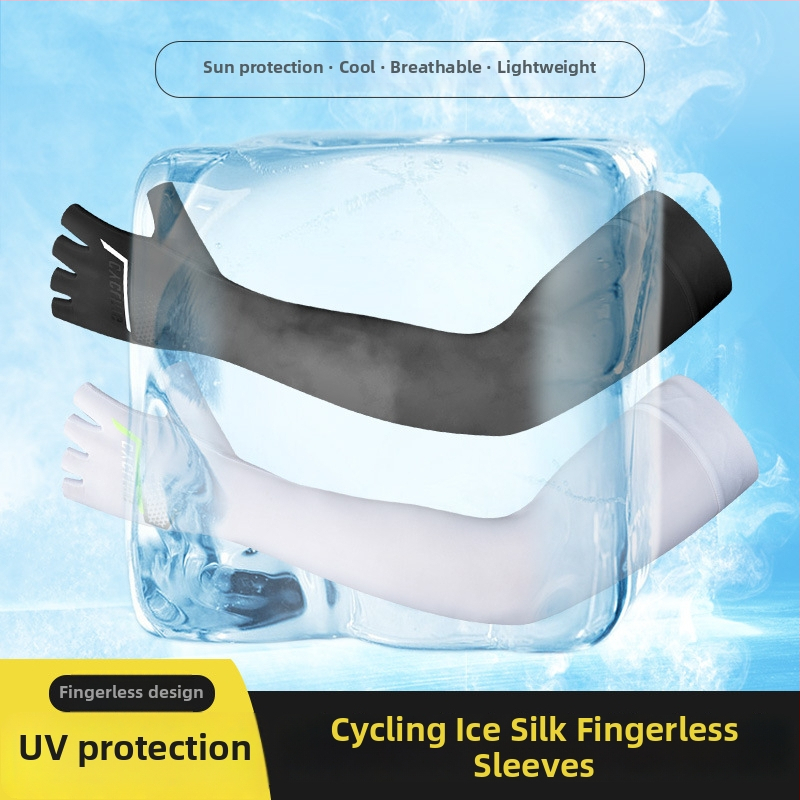 Outdoorový rukáv na pažu z Ice Silk, UV ochrana, priedušný, otvor pre palec, silikónový protišmykový okraj