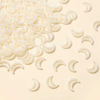 DIY ékszerkiegészítők – hold alakú kivágású gyöngy, imitációs gyöngy, műanyag/gyanta, gyöngyház hatás, testreszabható minta, aranyos stílus, tavasz 2024