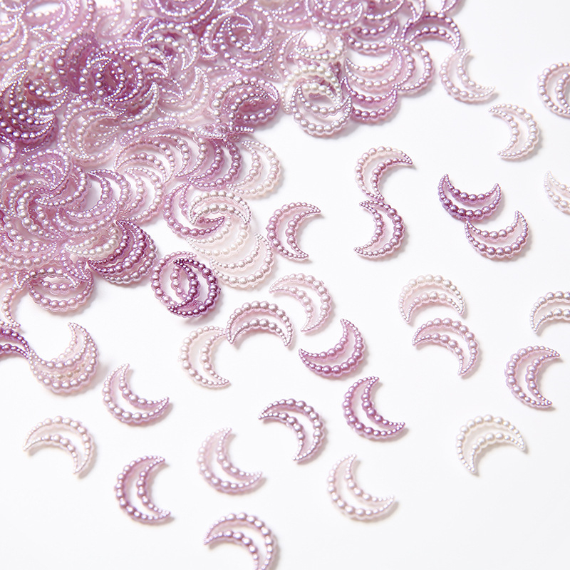 DIY ékszerkiegészítők – hold alakú kivágású gyöngy, imitációs gyöngy, műanyag/gyanta, gyöngyház hatás, testreszabható minta, aranyos stílus, tavasz 2024