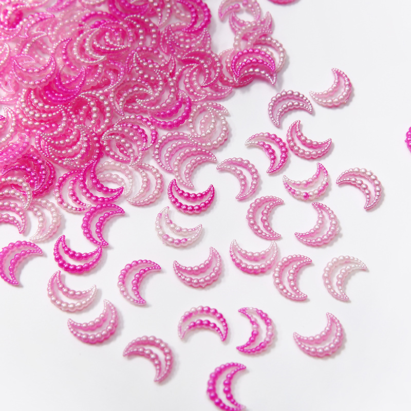 DIY ékszerkiegészítők – hold alakú kivágású gyöngy, imitációs gyöngy, műanyag/gyanta, gyöngyház hatás, testreszabható minta, aranyos stílus, tavasz 2024