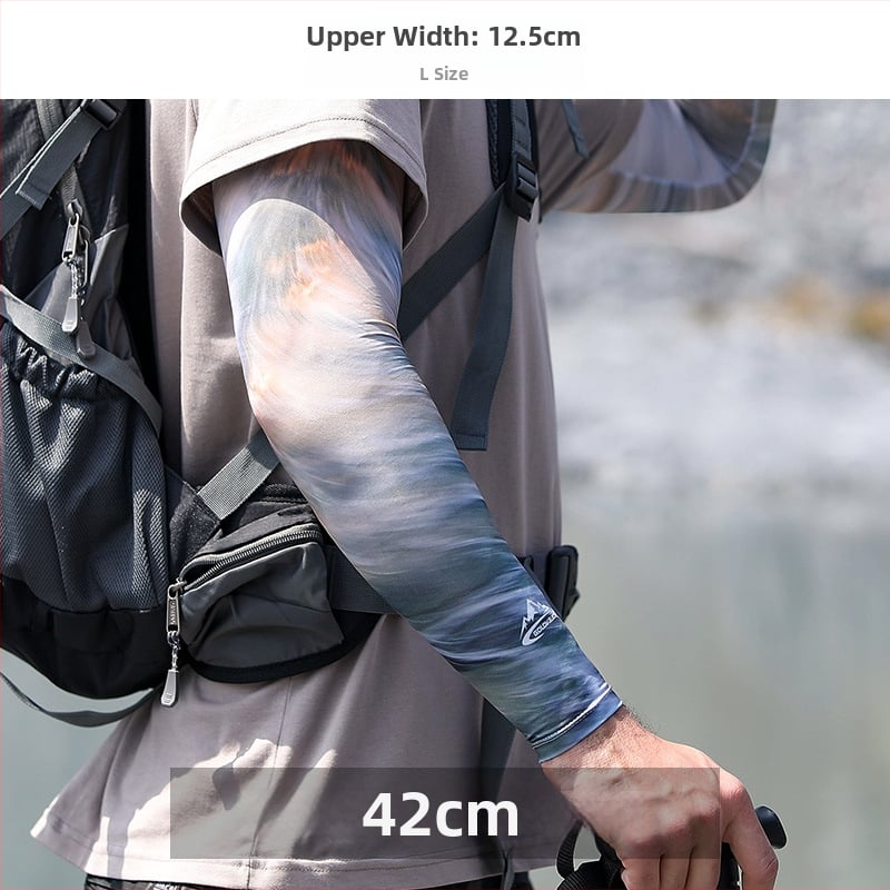 Спортен ръкав за открити условия: ледено копринена тъкан, райета, неплъзгащ се, дишащ, за мъже