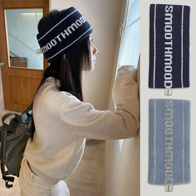 Koreai stílusú fejpánt, kötött kockás mintával, 2025 ősz kiadás, testreszabás elérhető