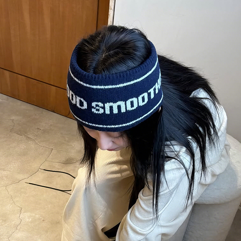 Koreai stílusú fejpánt, kötött kockás mintával, 2025 ősz kiadás, testreszabás elérhető