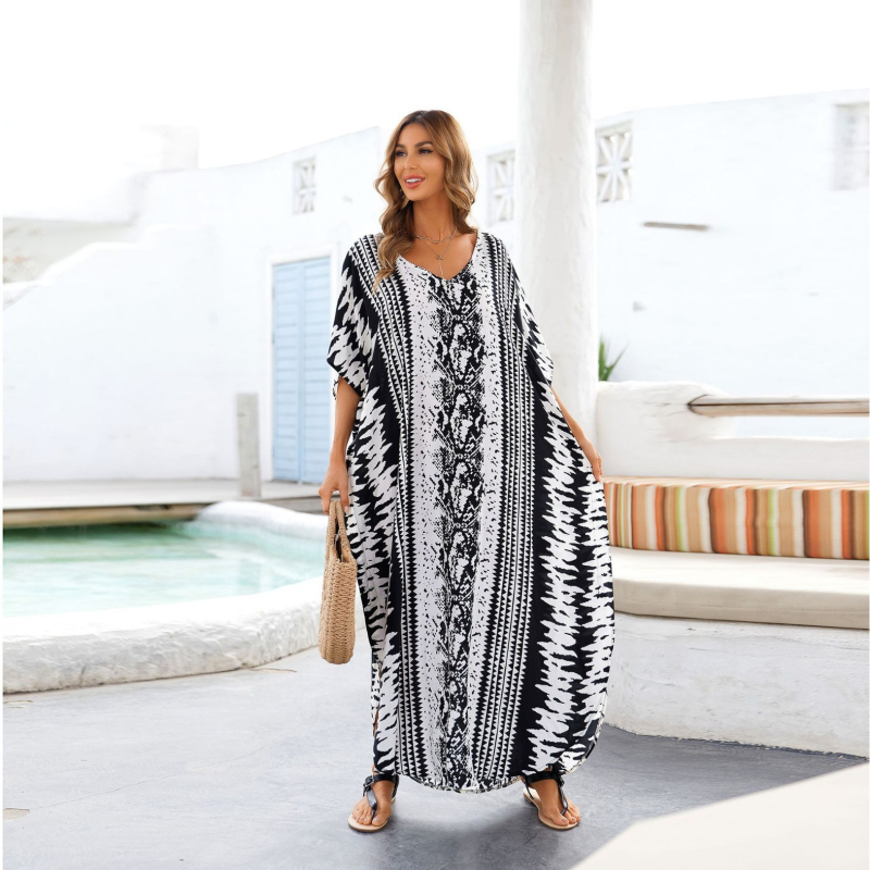 Strandruha bikinihez négyirányú elasztikussággal, kígyó mintás csíkos minta, 220 g/m2 poliészter, bélés poliészter