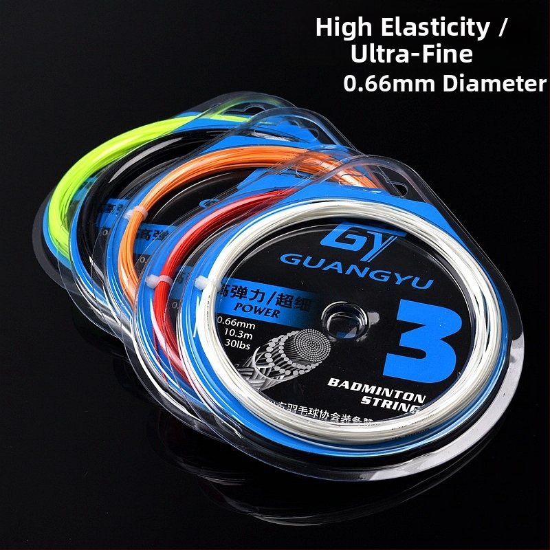 Guangyu badmintonová struna — vysoká elasticita živice a vysokovýkonná nylonová priadza; značka Guangyu; kategória: struna na raketu; vhodné pre badminton
