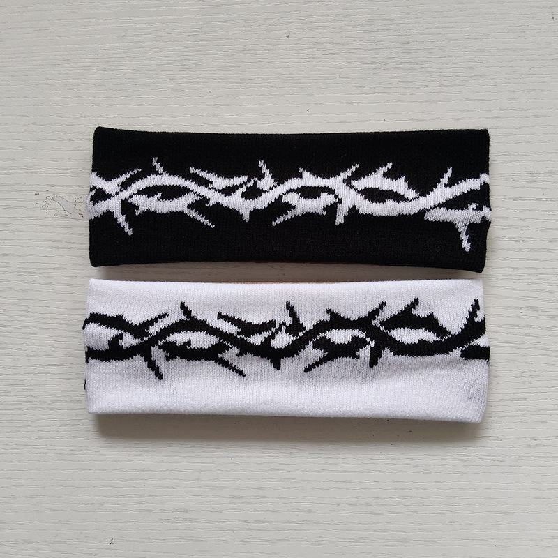 Sportska čelenka za glavu s jacquard pletenjem, cvjetni venac, karirani uzorak, upija znoj i elastična.