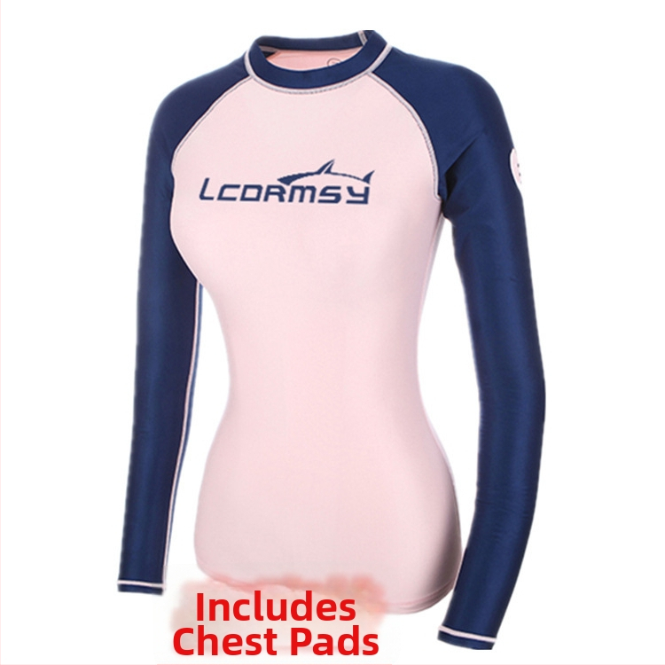 Női nylon napvédő búvárruha hosszú ujjú, Langchen, egyszínű varratmintázat, merüléshez