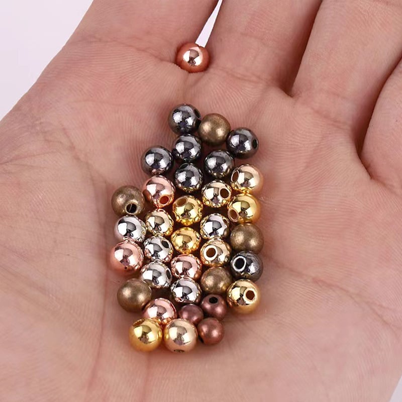 Szabadon füzhető műanyag gyöngyök, elektroplakált bevonattal, egyenes lyukkal, nemes mintázat, 1000 db/csomag