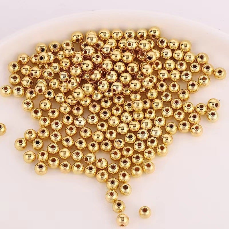 Szabadon füzhető műanyag gyöngyök, elektroplakált bevonattal, egyenes lyukkal, nemes mintázat, 1000 db/csomag