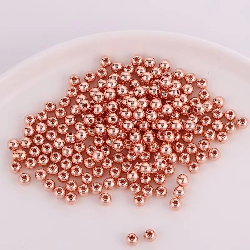 Szabadon füzhető műanyag gyöngyök, elektroplakált bevonattal, egyenes lyukkal, nemes mintázat, 1000 db/csomag