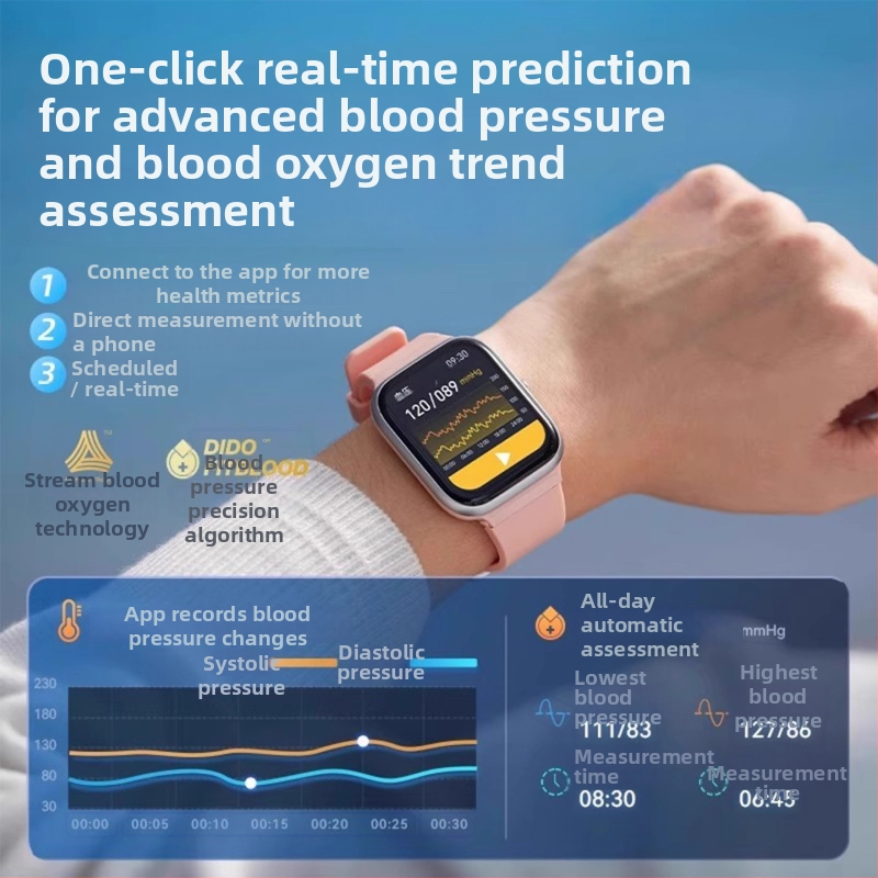 Έξυπνο ρολόι με παρακολούθηση καρδιακού ρυθμού, πίεσης αίματος, οξυγόνου στο αίμα, παρακολούθηση ύπνου και κλήσεις μέσω Bluetooth