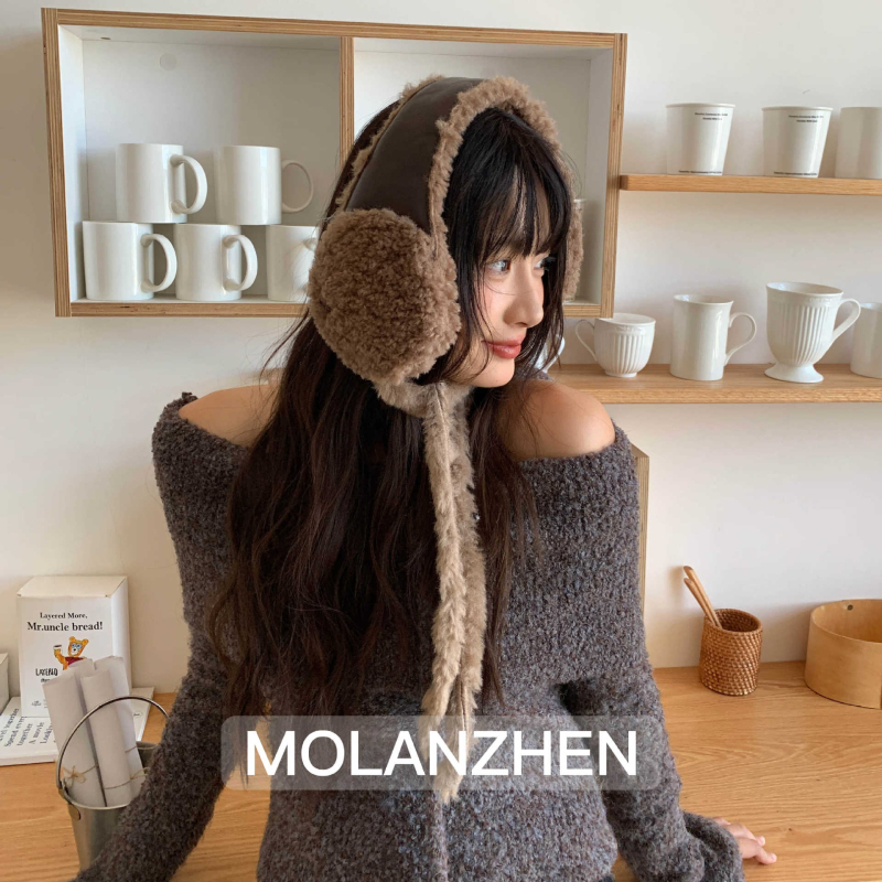 Bőr fejpánt fülvédőkkel, fleece bélés, szélálló, kültéri kerékpározáshoz nőknek